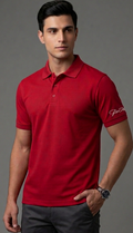 The Luxury and Sophisticated: "PicAclo" Signature Sleeve Script Classic Red Polo