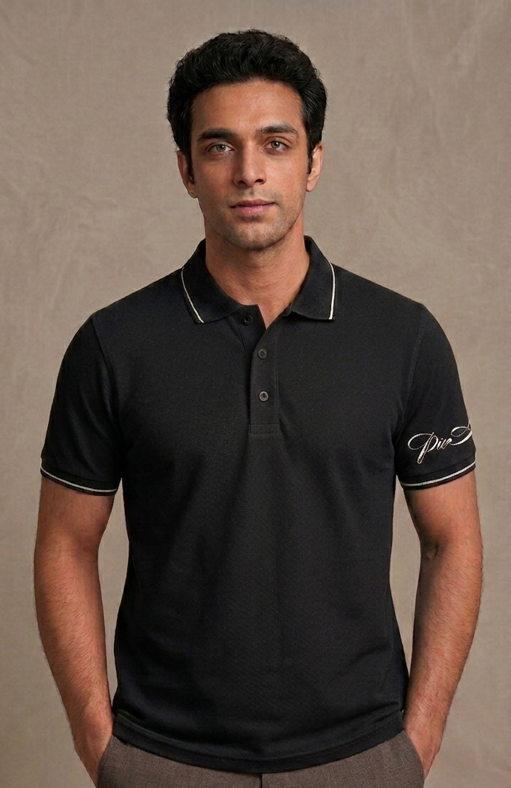 The Premium Pick: "PicAclo" Elite Heritage 240 GSM Cotton Polo – Black