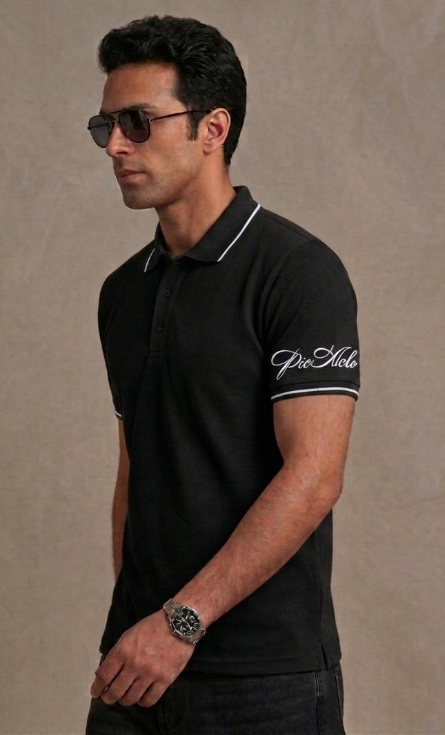 The Premium Pick: "PicAclo" Elite Heritage 240 GSM Cotton Polo – Black