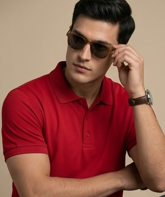 The Luxury and Sophisticated: "PicAclo" Signature Sleeve Script Classic Red Polo