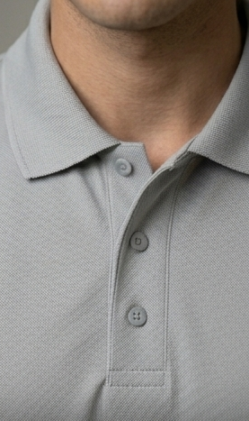 The Luxury and Sophisticated: "PicAclo" Signature Sleeve Script Classic Light Grey Polo