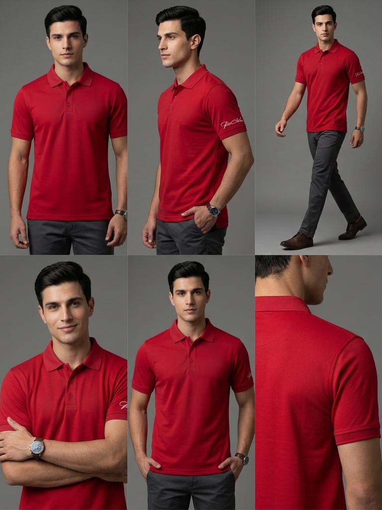 The Luxury and Sophisticated: "PicAclo" Signature Sleeve Script Classic Red Polo