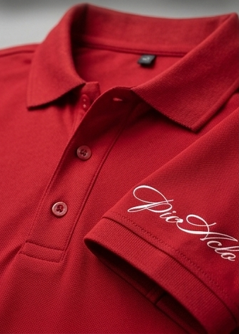 The Luxury and Sophisticated: "PicAclo" Signature Sleeve Script Classic Red Polo