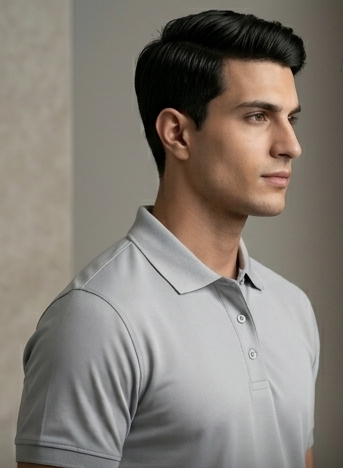 The Luxury and Sophisticated: "PicAclo" Signature Sleeve Script Classic Light Grey Polo