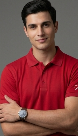 The Luxury and Sophisticated: "PicAclo" Signature Sleeve Script Classic Red Polo