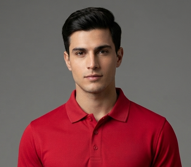 The Luxury and Sophisticated: "PicAclo" Signature Sleeve Script Classic Red Polo
